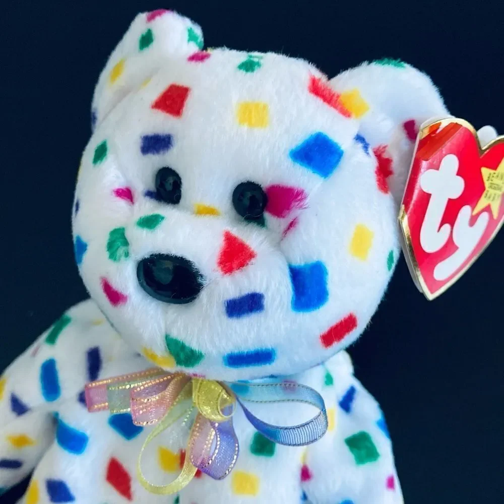 TY Beanie Baby “Ty 2K” Y2K Millennial Rainbow Confetti Bear Plush Toy